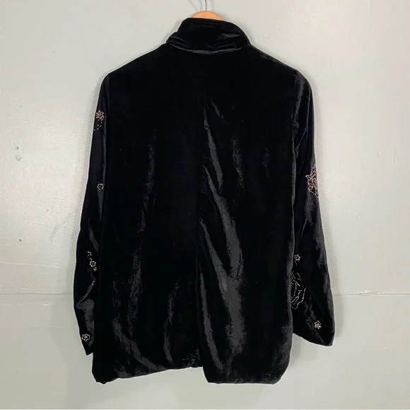 Anthropologie Ciebon Celestial Zodiac Velvet Blazer Black Embellished Beaded M - Picture 8 of 12